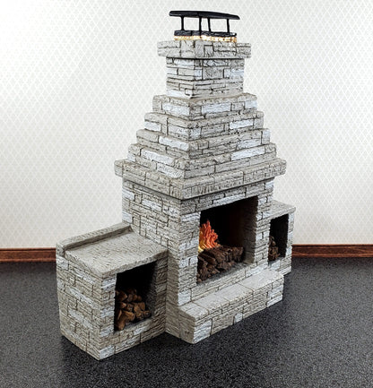 Miniature Fireplace Large Outdoor Modern "Stone" Style 1:12 Scale Dollhouse