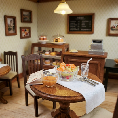 Miniature Shrimp Salad Bowl with Side of Dressing 1:12 Scale Dollhouse Food