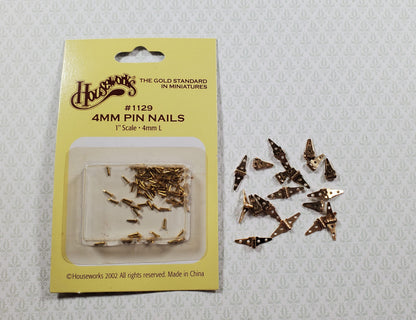 Dollhouse Miniature Triangle Hinges Working x24 Gold Brass 1:12 Scale w/Nails