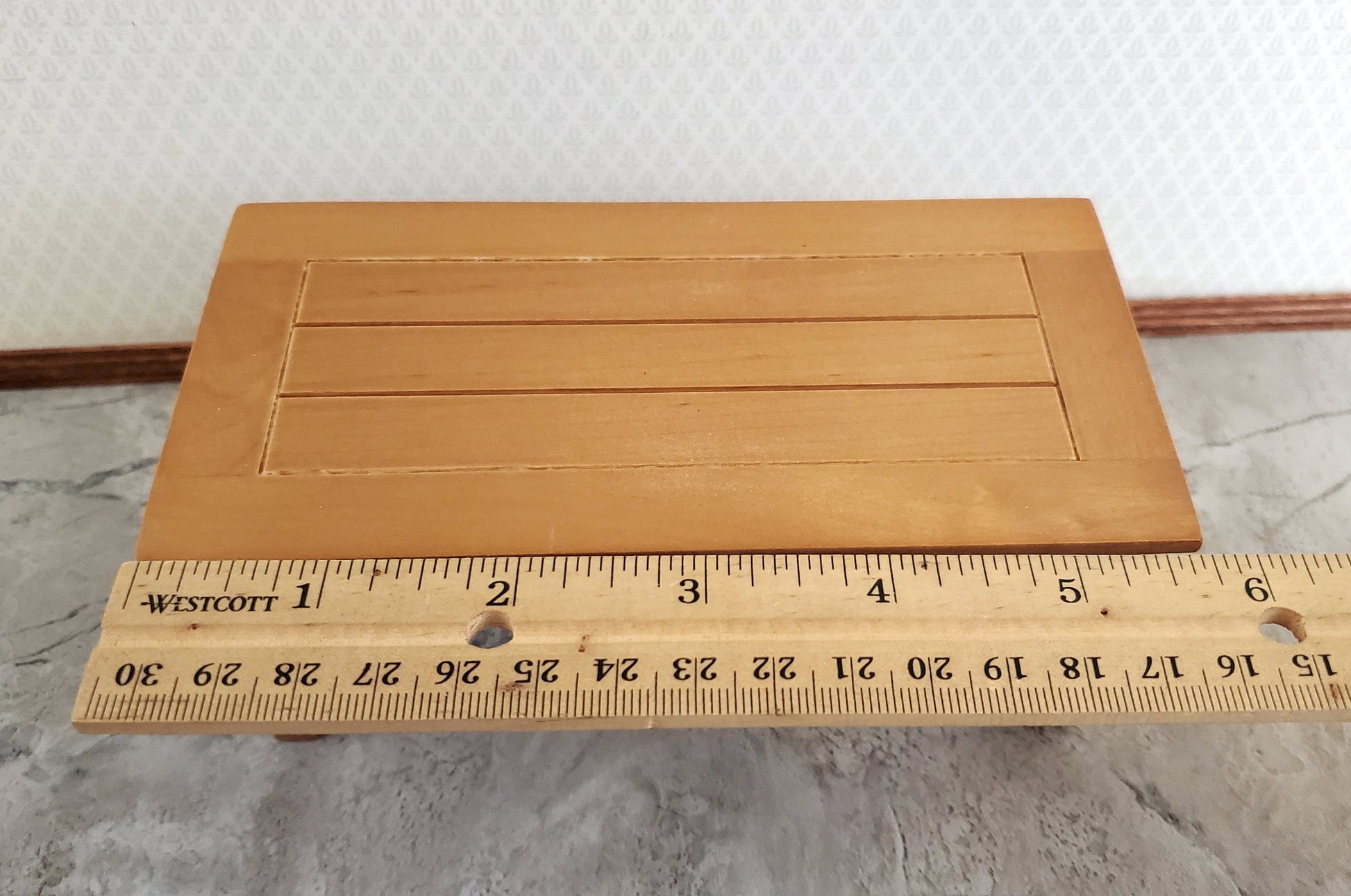 Dollhouse Large Kitchen or Prep Table Light Walnut Finish 1:12 Scale Miniature Furniture