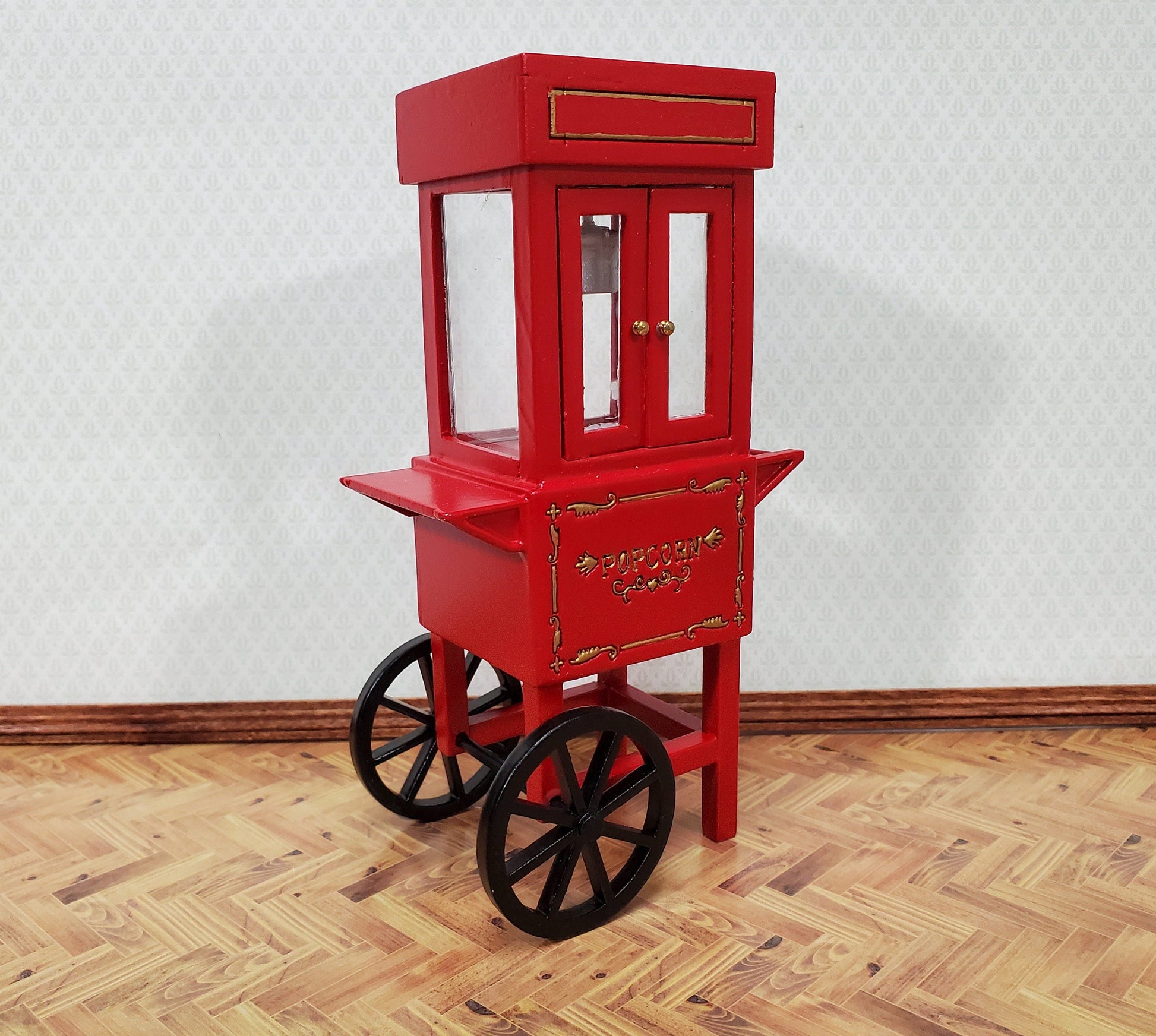 Miniature Popcorn Popper for Dollhouse Concession Stand 1:12 Scale Moving Wheels