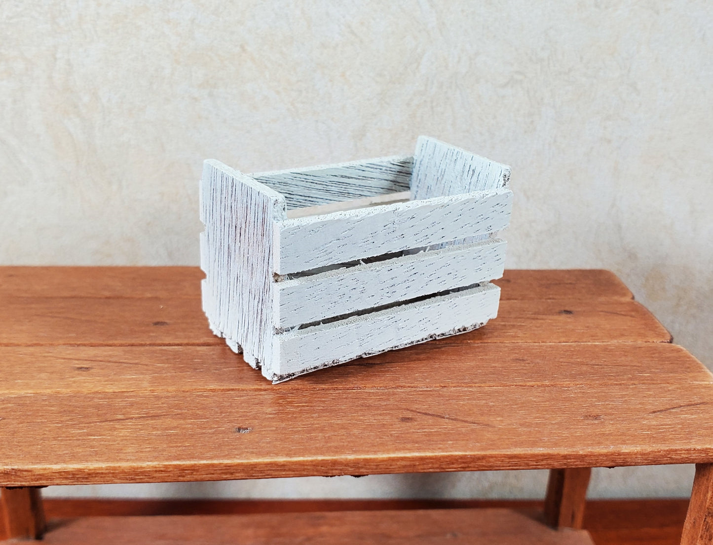 Dollhouse Tall Whitewashed Wood Produce Crate 1:12 Scale Dollhouse Miniature