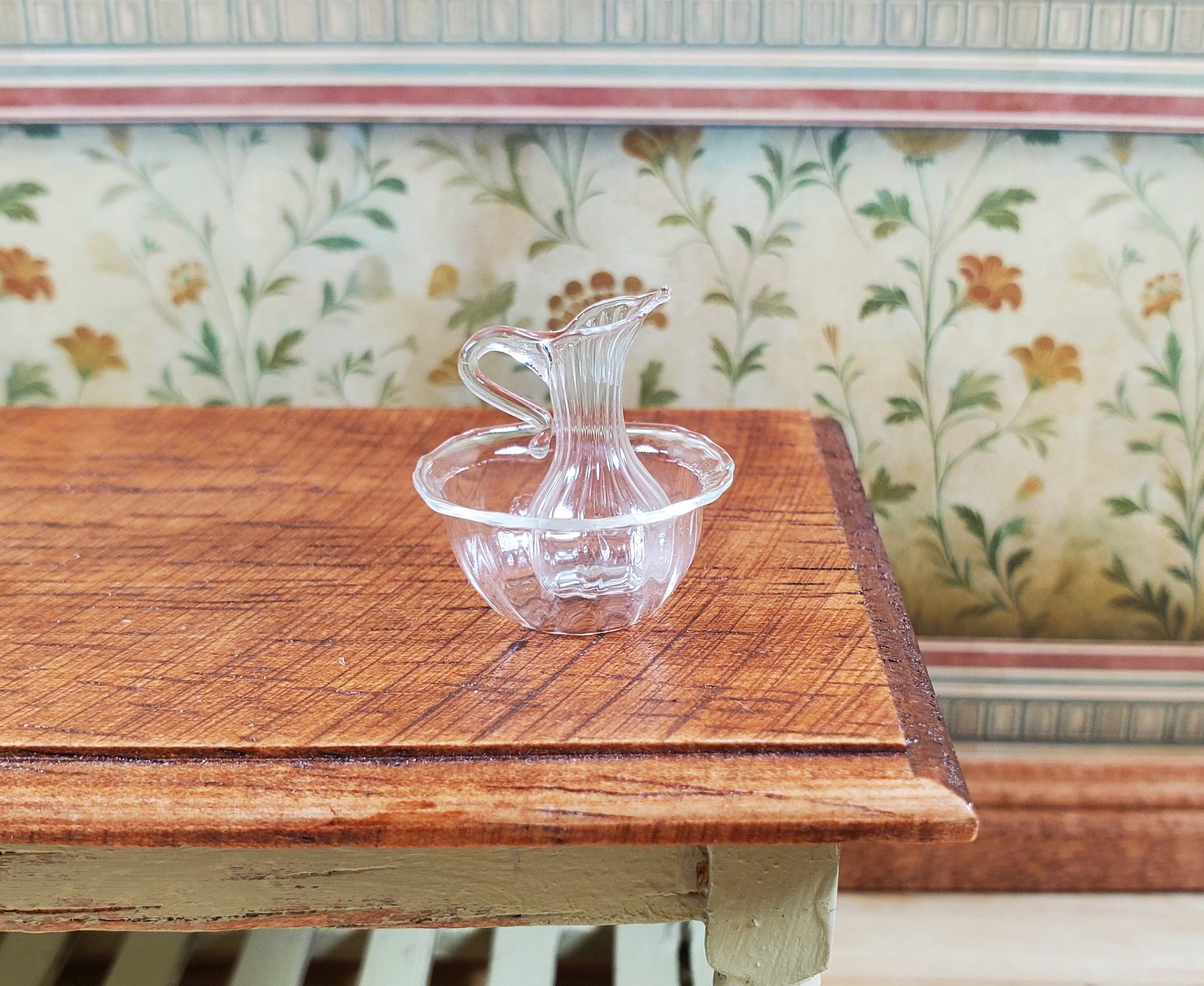 Dollhouse Glass Bowl and Pitcher Set 1:12 Scale Miniature Decoration Dining