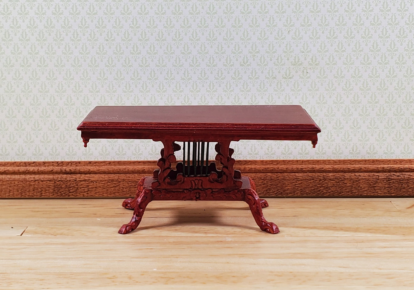 Dollhouse Vintage Coffee Table with Harp Detail 1:12 Scale by Hansson Miniatures