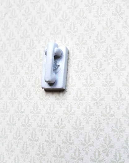 Dollhouse Miniature Wall Telephone Modern 1970s 80s Corded Push Button 1:12 Scale Phone