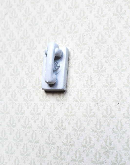 Dollhouse Miniature Wall Telephone Modern 1970s 80s Corded Push Button 1:12 Scale Phone