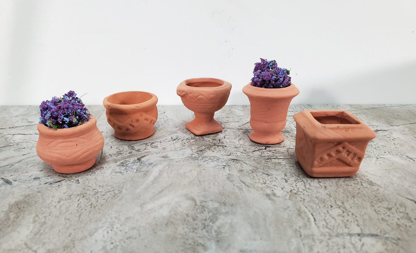 Dollhouse Terra Cotta Pots Planters Set of 5 Unglazed 1:12 Scale Miniatures
