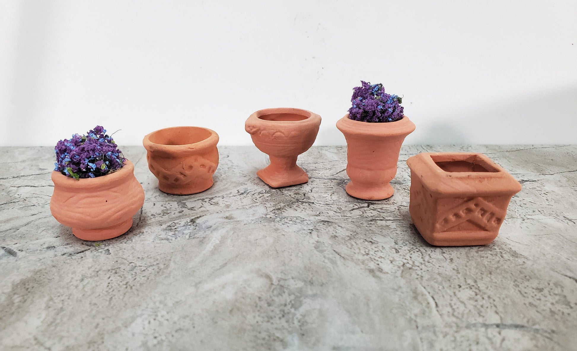 Dollhouse Terra Cotta Pots Planters Set of 5 Unglazed 1:12 Scale Miniatures
