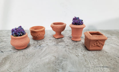 Dollhouse Terra Cotta Pots Planters Set of 5 Unglazed 1:12 Scale Miniatures
