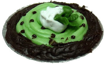 Dollhouse Mint Chocolate Chip Pie on a Silver Pie Plate 1:12 Scale Miniature