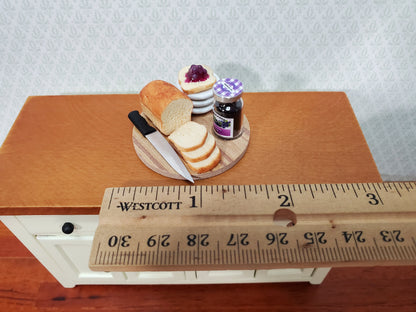 Dollhouse Bread Set with Jelly Knife Plates on Board 1:12 Scale Miniature Food