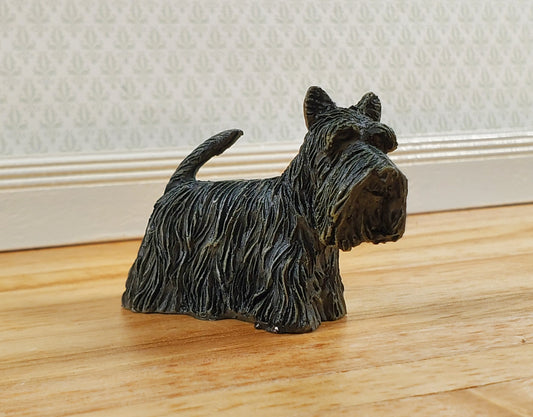Dollhouse Puppy Dog Scottie Scottish Terrier Black 1:12 Scale Miniature Pet
