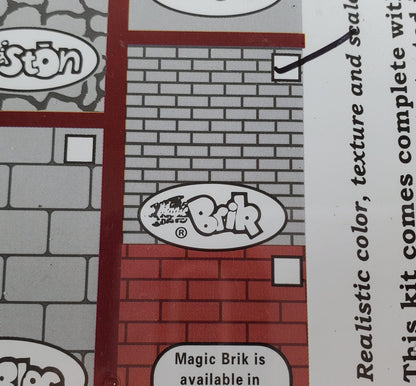Magic Masonry Red Brick Stencil  & Powder KIT 1 Square Foot Set 1:12 Scale Dollhouse Building Supplies
