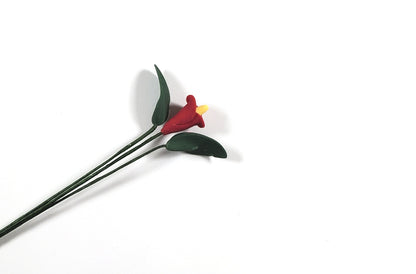 Dollhouse Red Calla Lily Single Stem with Foliage 1:12 Scale Miniature