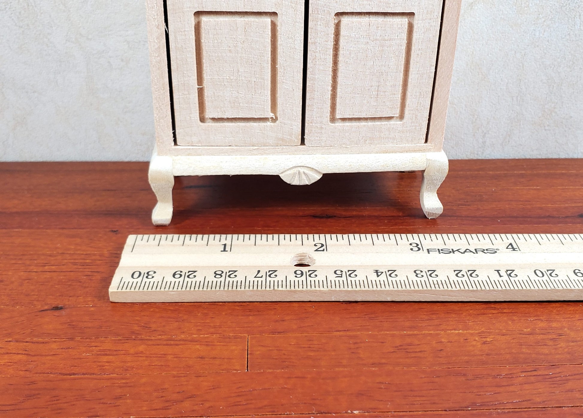 Dollhouse Wardrobe Tall Armoire Closet Wood Furniture 1:12 Scale Unpainted