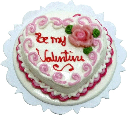 Dollhouse Be My Valentine Heart Cake 1:12 Scale Miniature Dessert Food Bakery