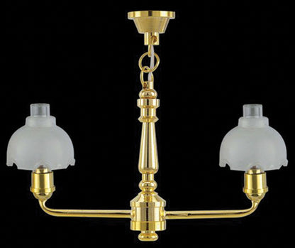 Dollhouse 2 Arm Colonial Chandelier Light 12 Volt with Plug 1:12 Scale Miniature