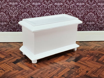 Dollhouse Wood Blanket Trunk or Toy Chest White Finish 1:12 Scale Miniature Furniture