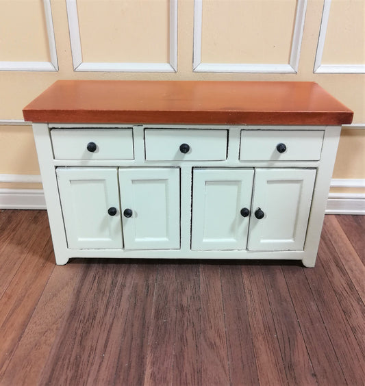 Dollhouse Miniature Kitchen Cabinet with Counter Top Buffet 1:12 Scale Cream
