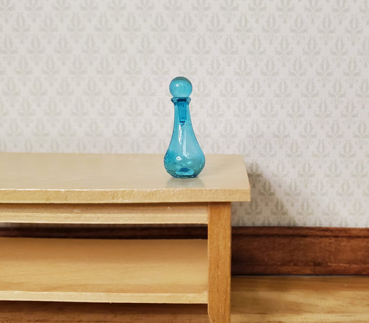 Miniature Aqua Round Bottom Glass Jar with Stopper 5/8" 1:12 Scale Dollhouse