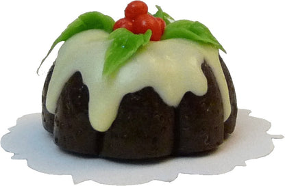 Dollhouse Christmas Plum Pudding Cake 1:12 Scale Miniature Dessert Food Bakery
