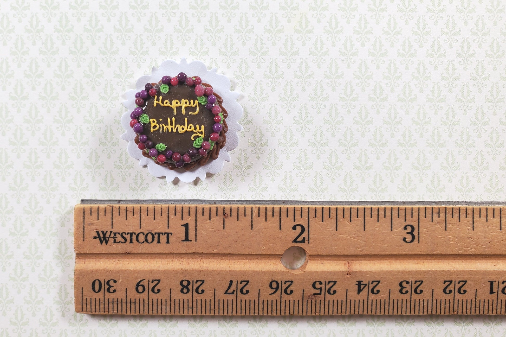 Dollhouse Happy Birthday Cake Chocolate 1:12 Scale Miniature Food Dessert Bakery
