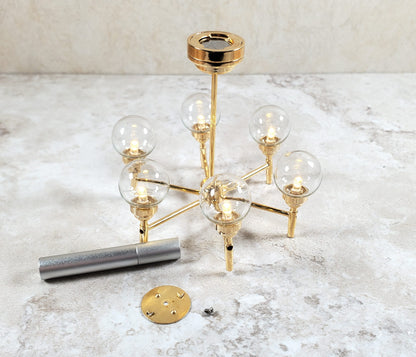 Dollhouse Chandelier Mid Century Modern 6 Arm Wand Battery 1:12 Scale