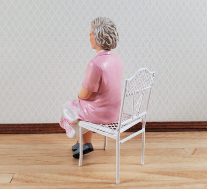 Dollhouse Modern Lady Grandma Doll Sitting 1:12 Scale Miniature "RoseMary"