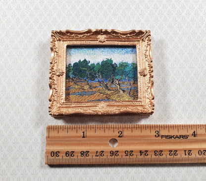 Miniature Vincent Van Gogh Framed Print Olive Grove Blue/Green 1:12 Scale