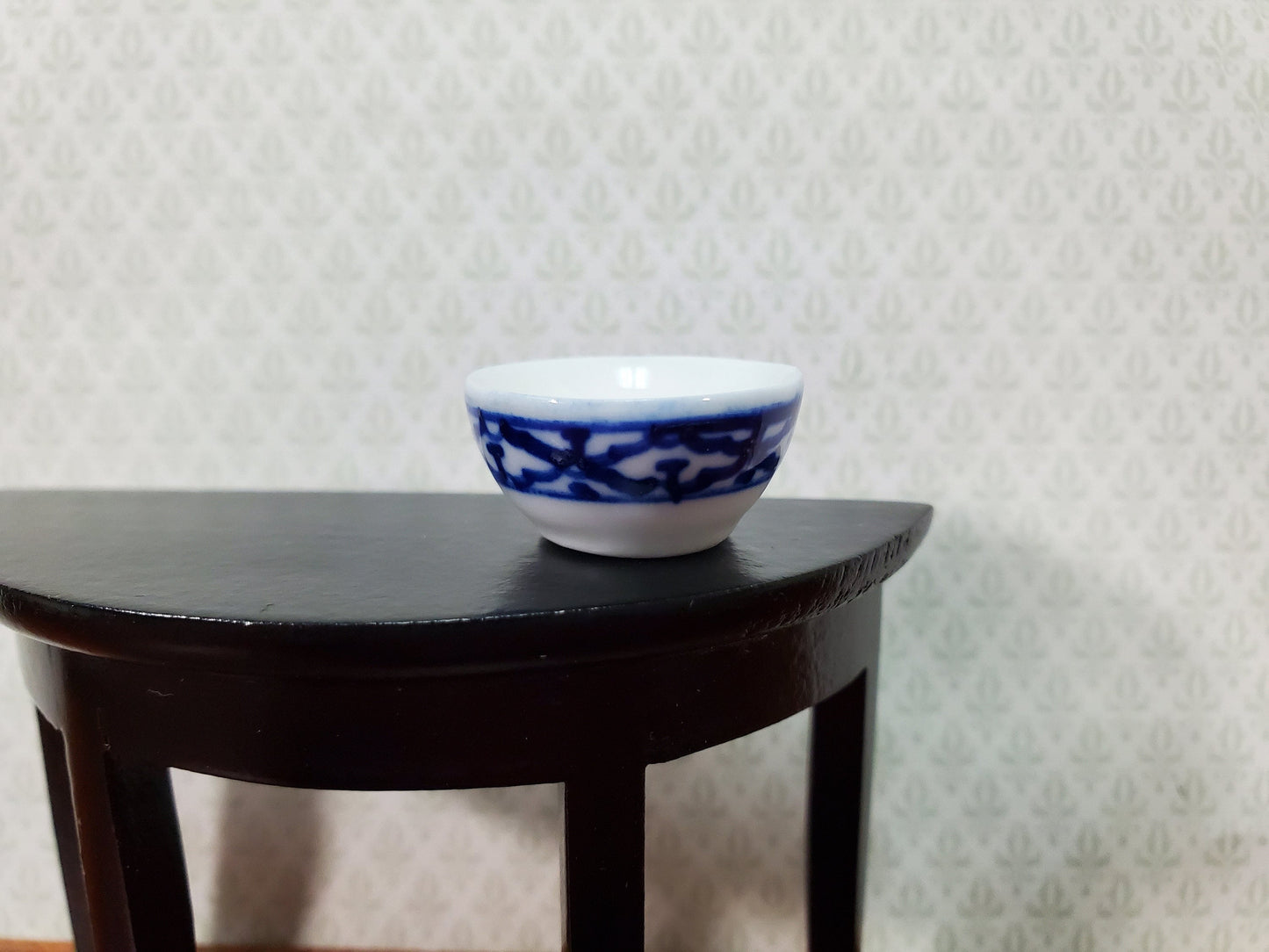 Dollhouse Serving Bowl Ceramic Blue & White 1:12 Scale Miniature Dishes Decor
