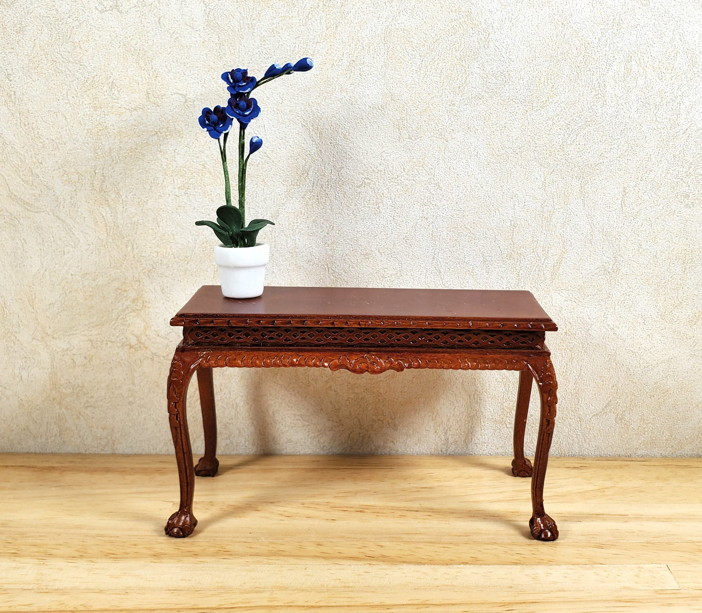 Dollhouse Miniature Tall Phalaenopsis Orchid in a White Ceramic Pot 1:12 Scale