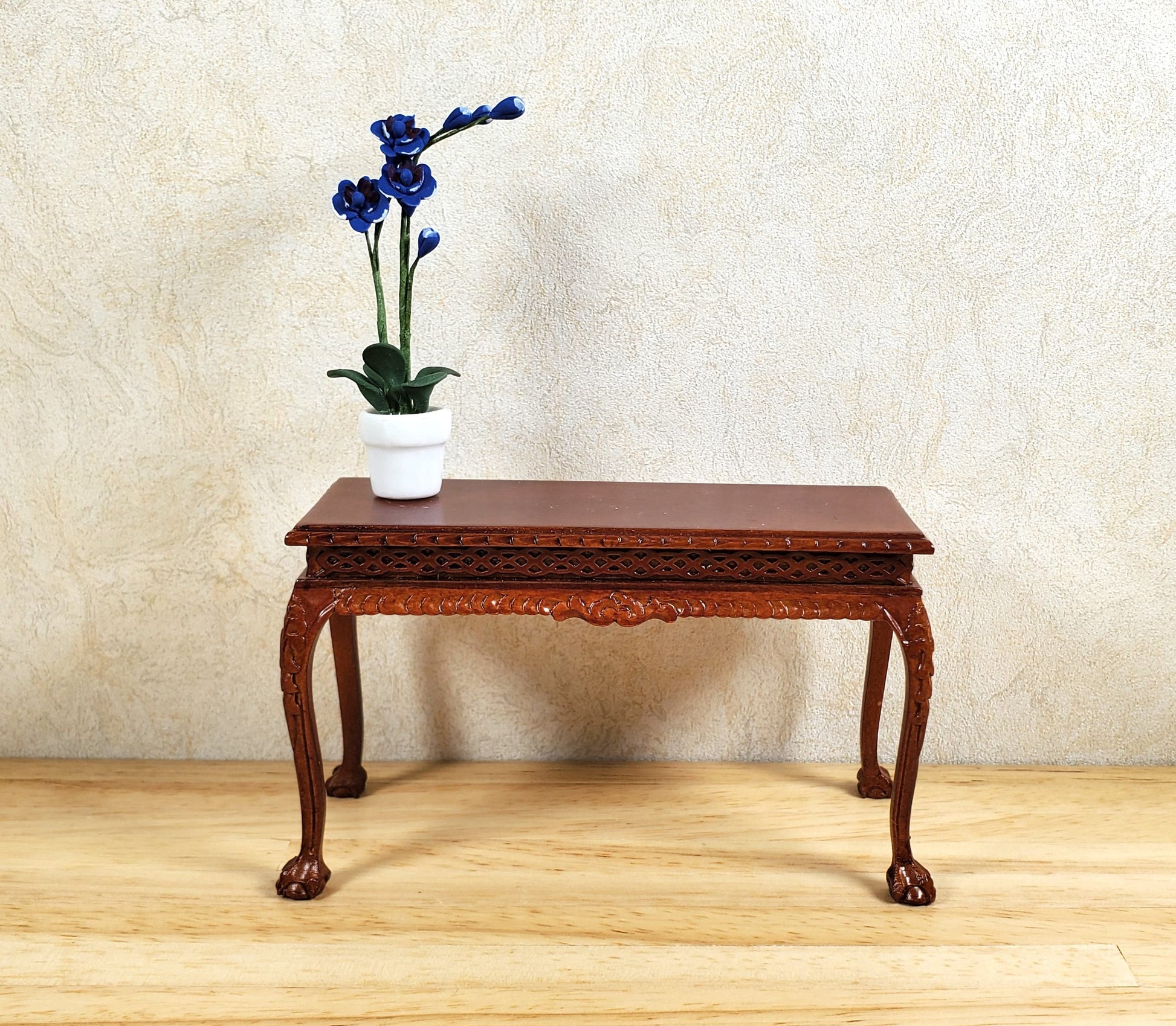 Dollhouse Miniature Tall Phalaenopsis Orchid in a White Ceramic Pot 1:12 Scale