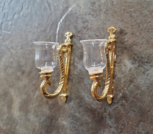 Non-Electric Dollhouse Wall Sconces x2 Fancy Victorian 1:12 Scale Miniature