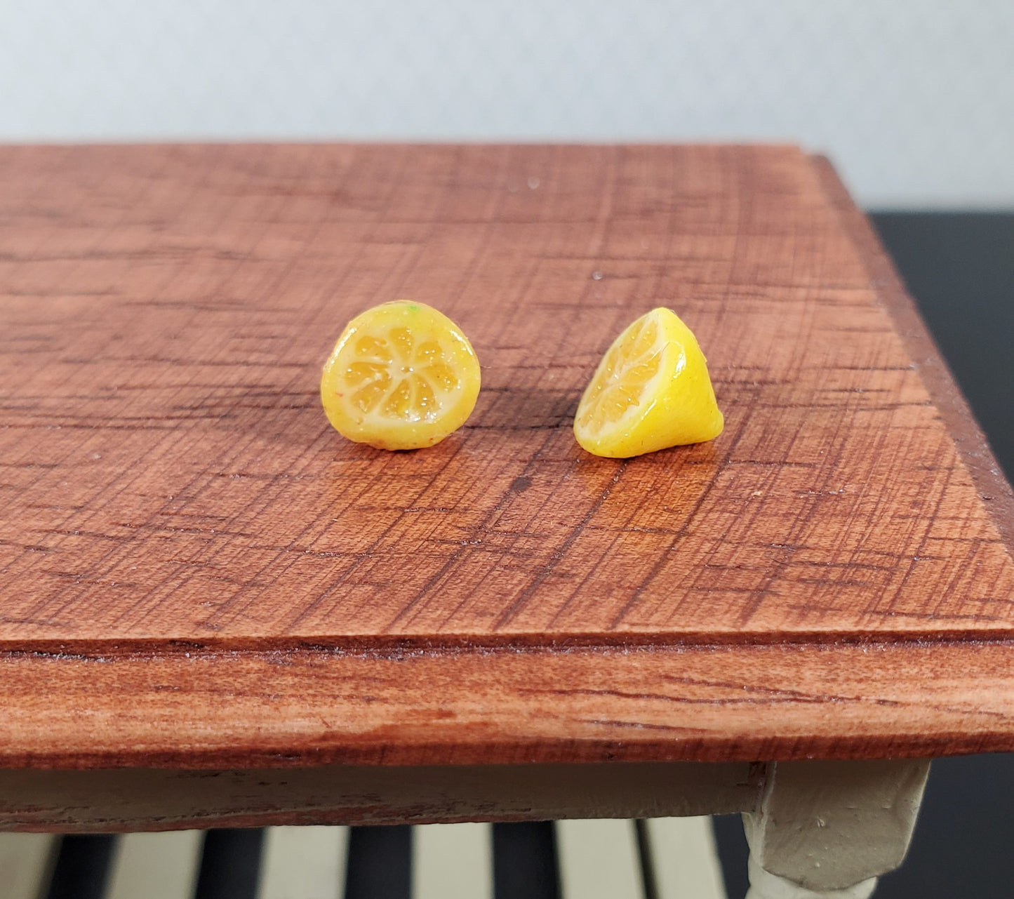 Dollhouse Lemon Halves 2 Pieces 1:12 Scale Miniature Food Handmade