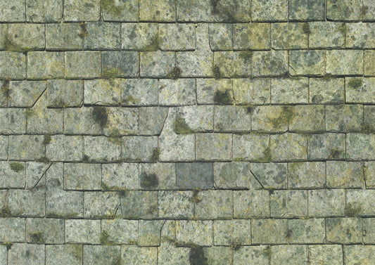 Dollhouse Light Slate Roofing Weathered Moss Sheet Embossed 1:12 Scale Shingles