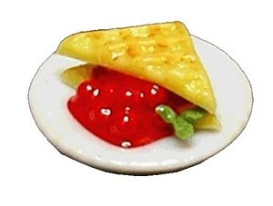 Dollhouse Cherry Filled Waffles 1:12 Scale Miniature Food Kitchen