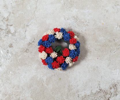 Dollhouse Red White & Blue Carnations Wreath 1:12 Scale Miniature