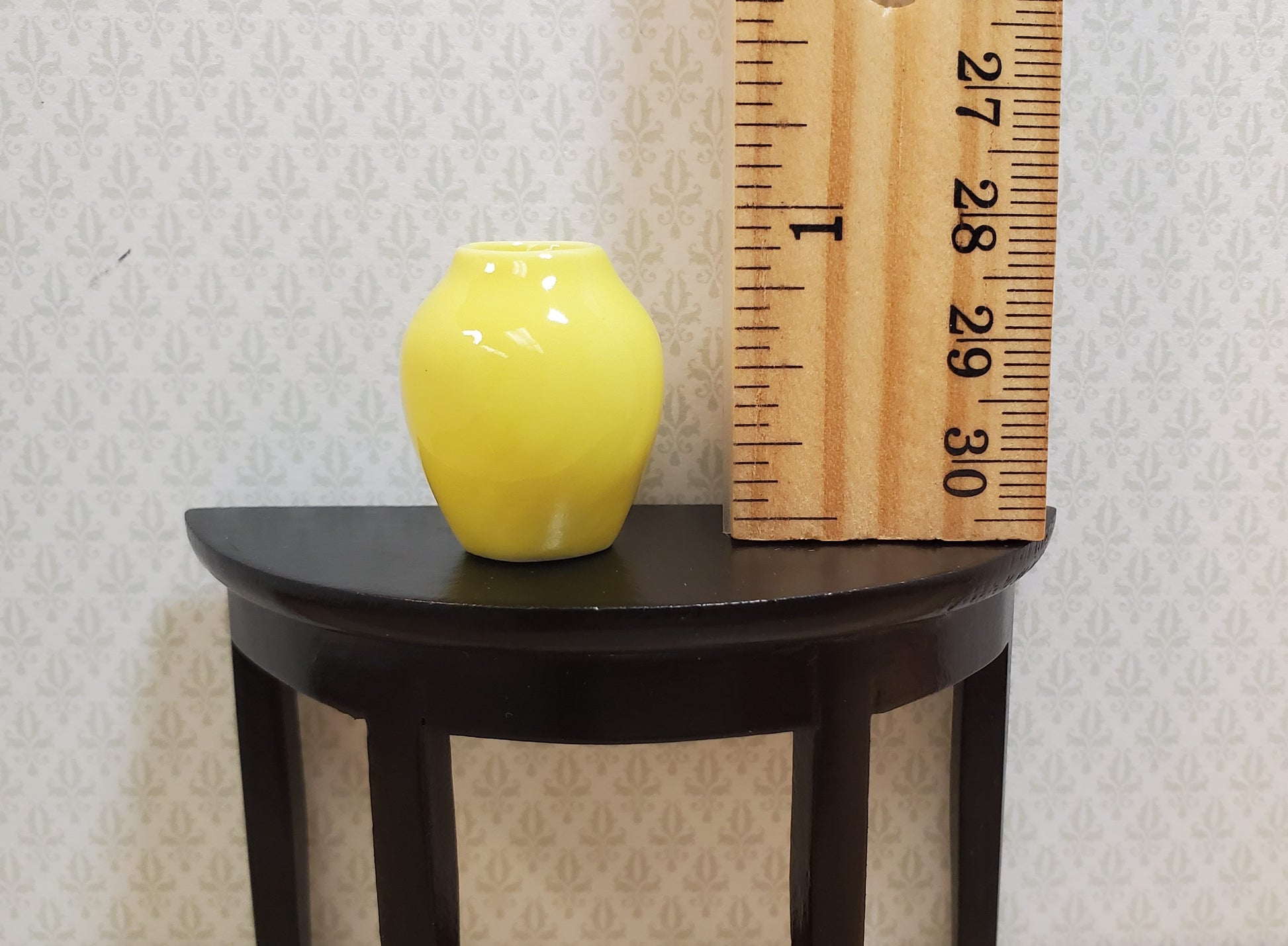 Dollhouse Ceramic Vase Bright Yellow 1:12 Scale Miniature Modern Style