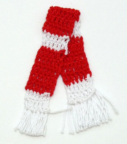 Dollhouse Handknitted Scarf Red with White 1:12 Scale Miniature