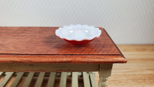 Dollhouse Pie Plate Ceramic Red Bottom 1:6 Scale Miniature Kitchen Accessory