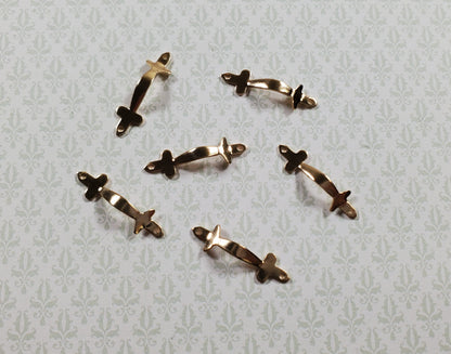 Dollhouse Miniature Drawer Pulls or Door Handles x6 Gold Brass 1:12 Scale