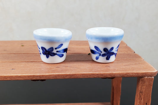 Dollhouse Blue and White Ceramic Pots Set of 2 1:12 Scale Miniature