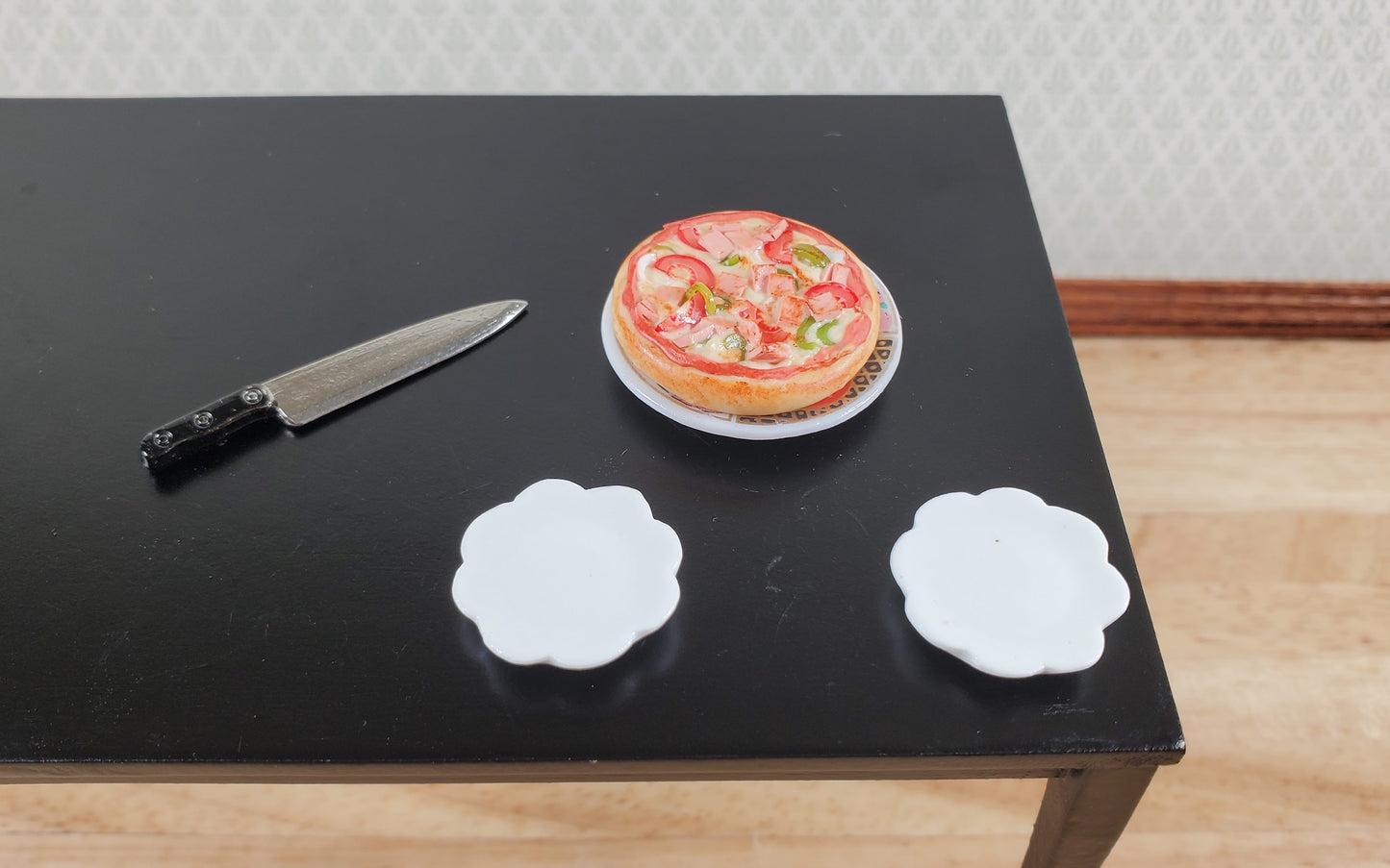 Dollhouse Pizza Canadian Bacon with Veggies 1:12 Scale Miniature Food