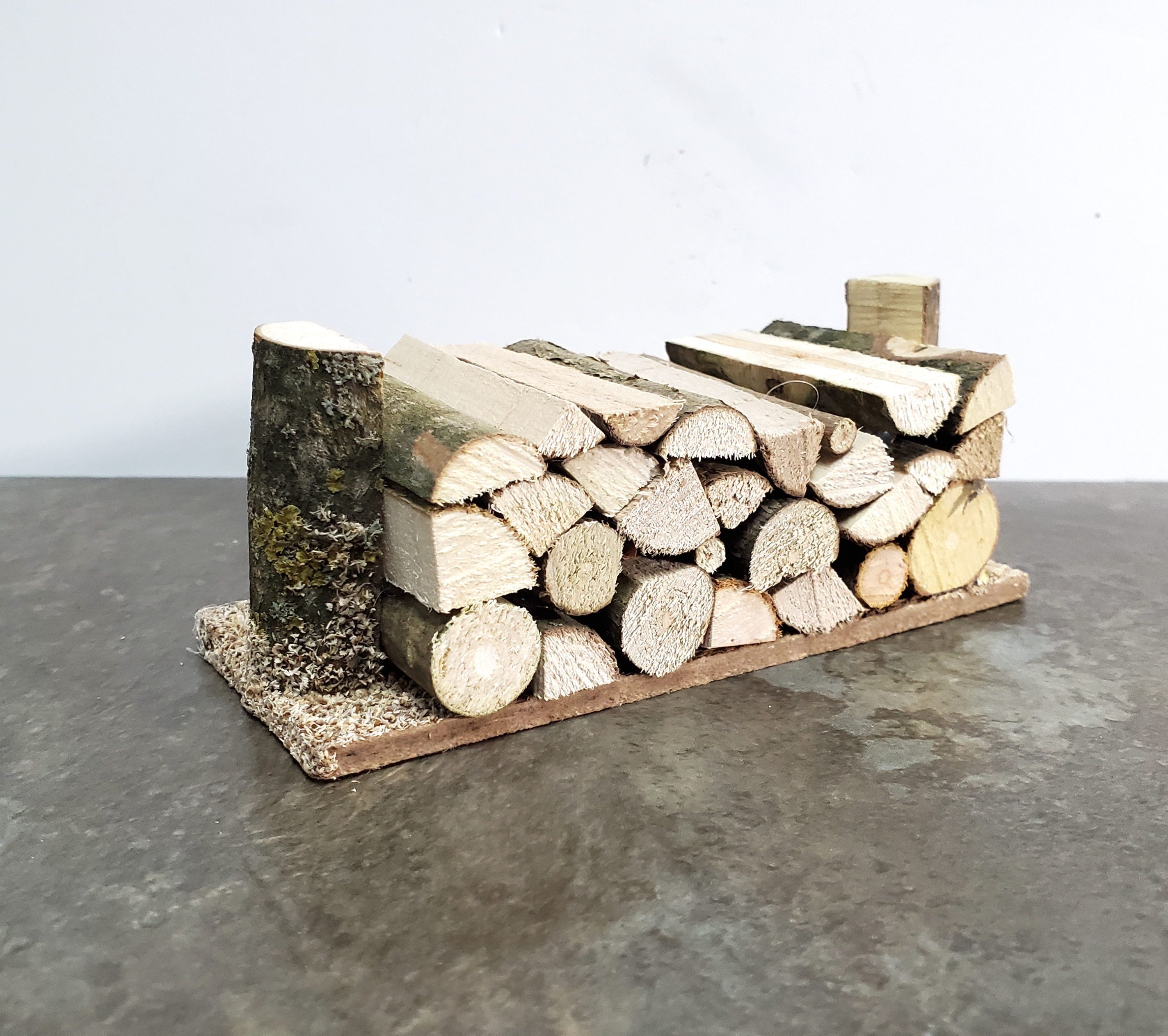 Split Log Stack Miniature Stack of Split Logs Kindling for Fireplace Firewood Pile Fai ...