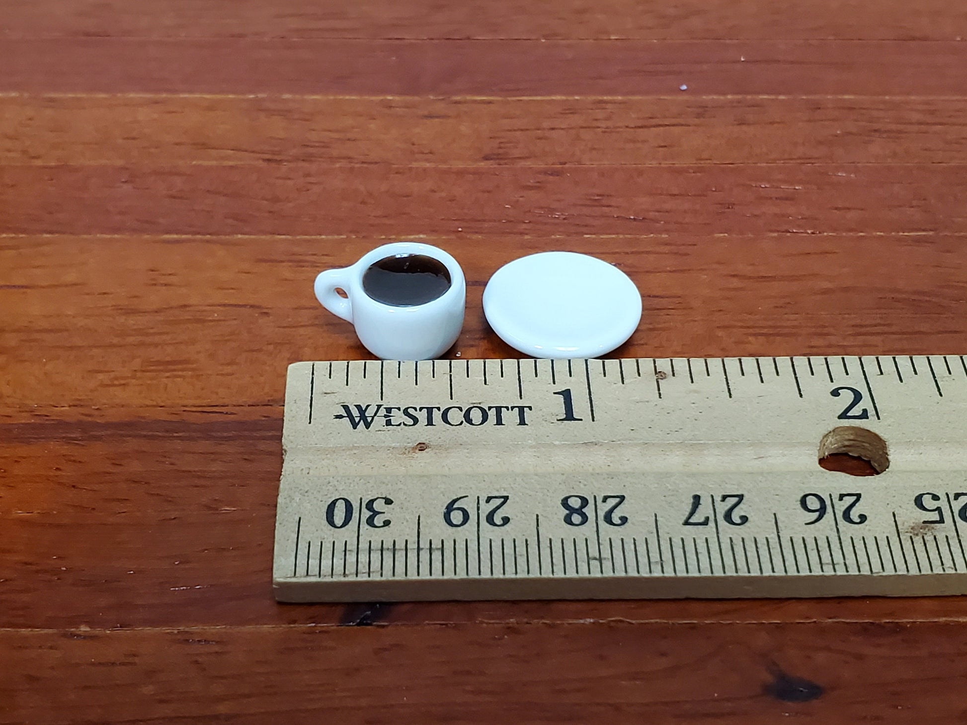 Dollhouse Coffee Mug Cup with Saucer White Ceramic Large 1:12 Scale Miniature