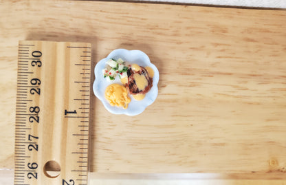 Dollhouse Steak with Mashed Sweet Potatoes & Veggies 1:12 Scale Miniature Food
