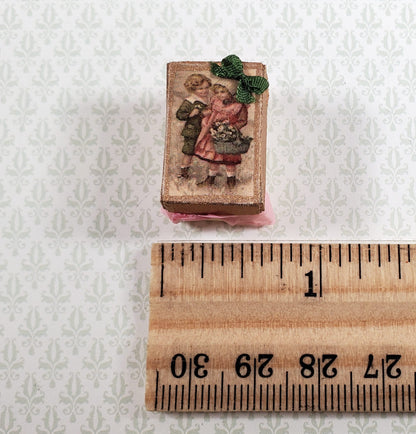 Dollhouse Toy Top in Gift Box Handmade Wood 1:12 Scale Miniature Nursery