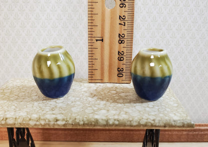 Dollhouse Large Vase Blue & Green Swirl Patterned Ceramic 1:12 Scale Miniature