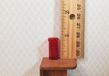 Dollhouse Vase Red Square Real Glass for Flowers 1:12 Scale Miniature