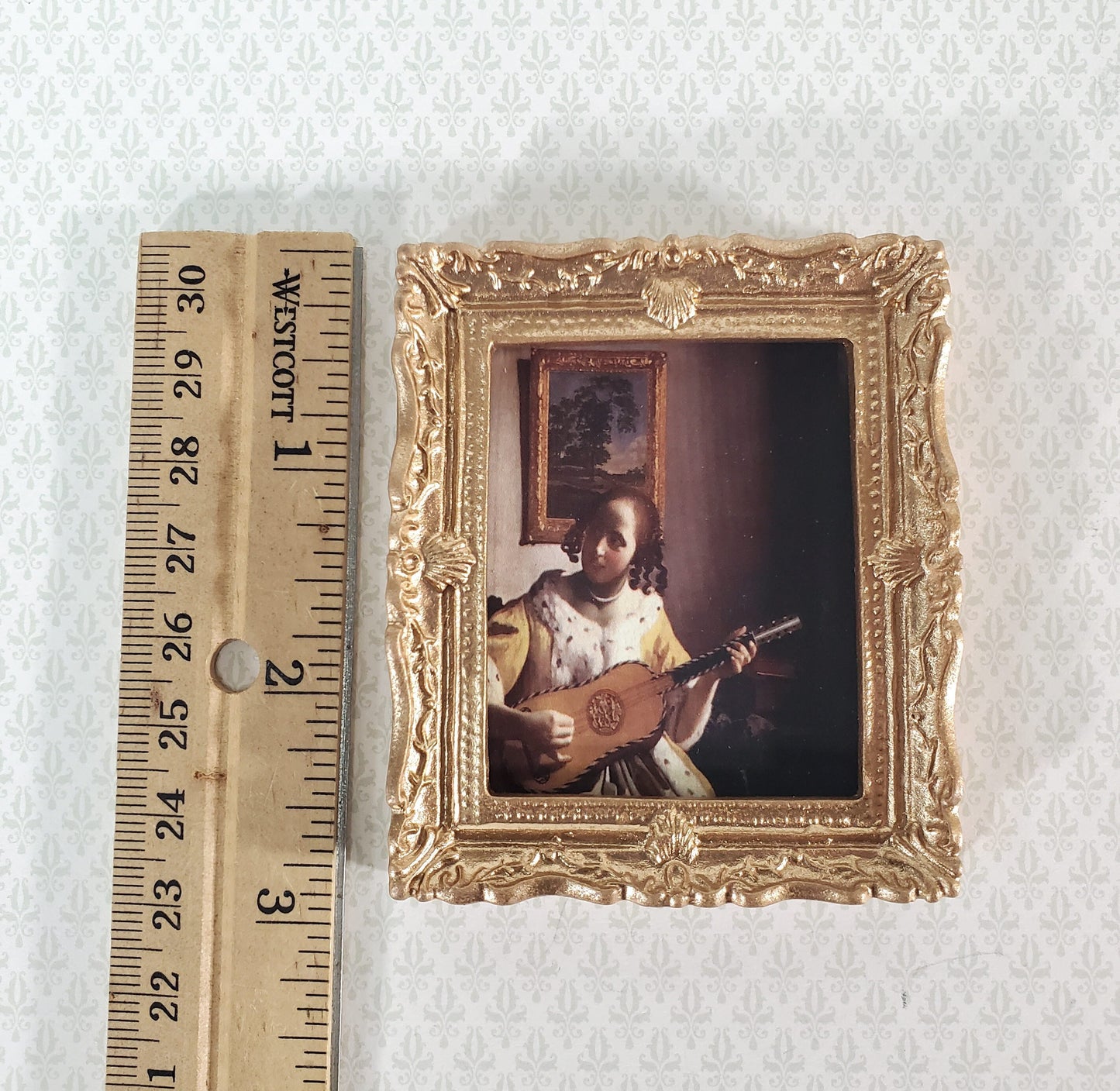 Miniature Vermeer Framed Print The Guitar Player 1:12 Scale Dollhouse Decor